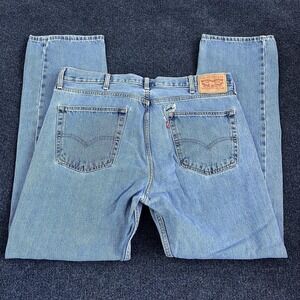 Levis 505 Jeans Mens 40x34 Light Wash Blue Denim Regular Fit Straight Leg Pants